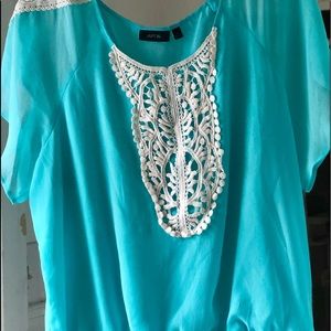 Teal & Cream Top
